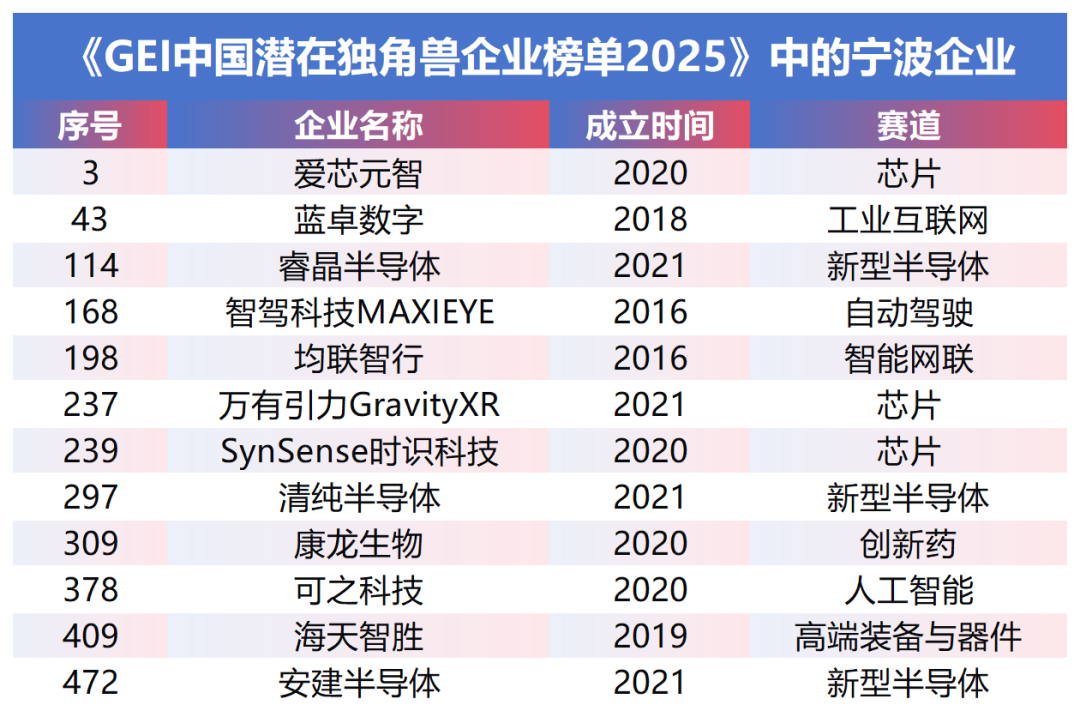 2025 GEI China Potential Unicorn List